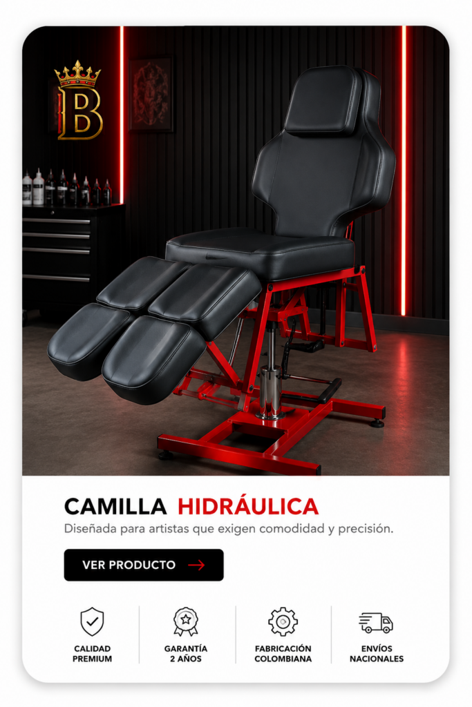 Camilla hidráulica profesional para tatuadores
